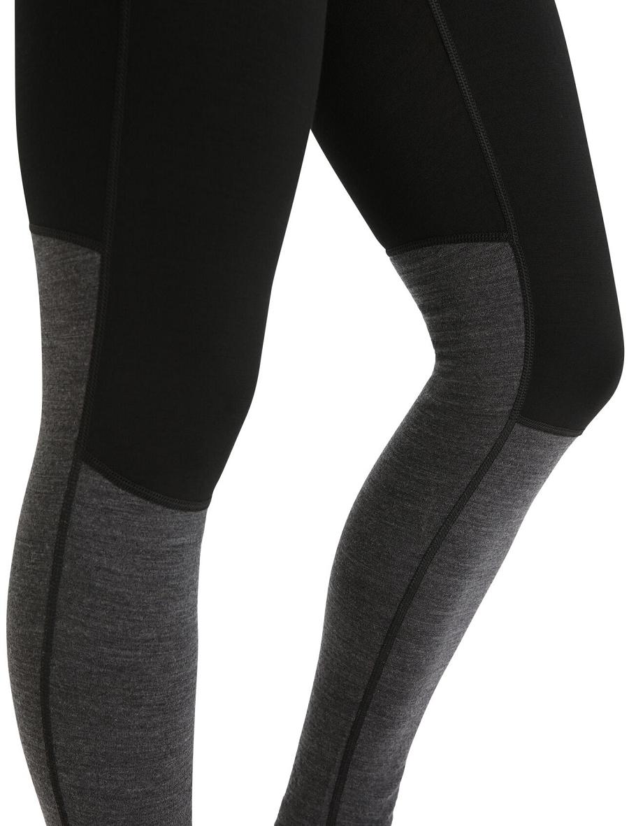 Black / Jet Heather Women's Icebreaker 200 ZoneKnit™ Merino Leggings | USA 1527VRWD